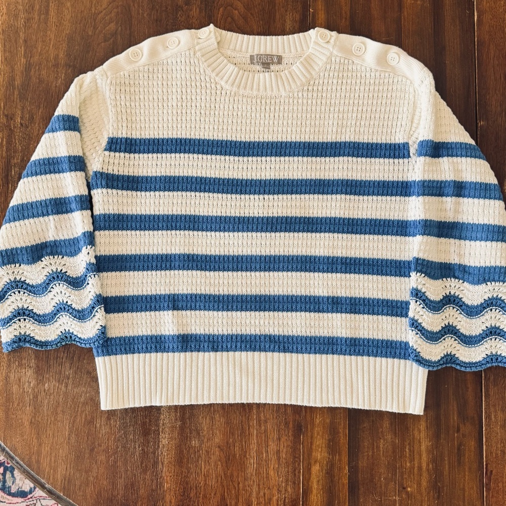 J. Crew Navy and Cream Striped Sweater